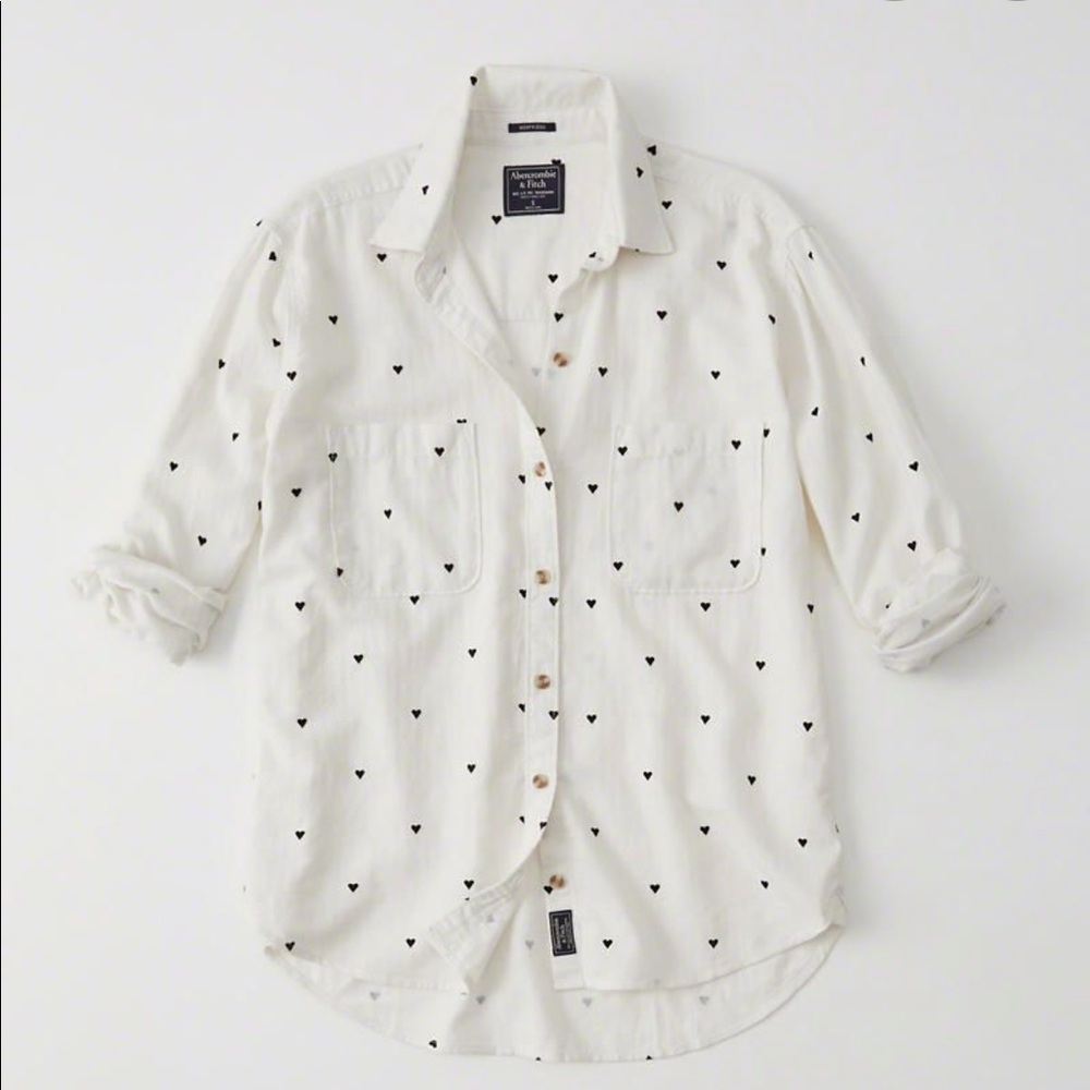 Abercrombie and Fitch Boyfriend soft Oxford shirt heart pattern